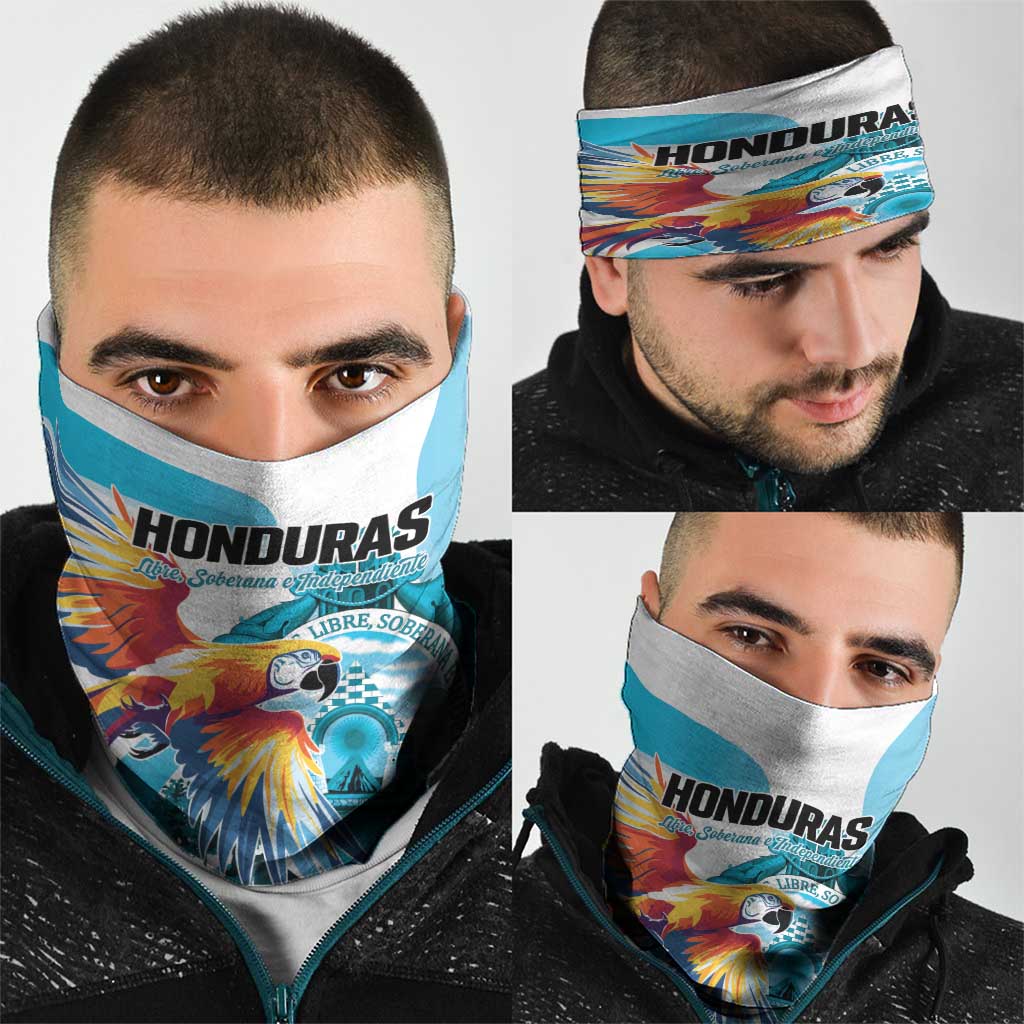 Honduras 1821 Neck Gaiter Scarlet Macaw Sky Blue Color - Wonder Print Shop