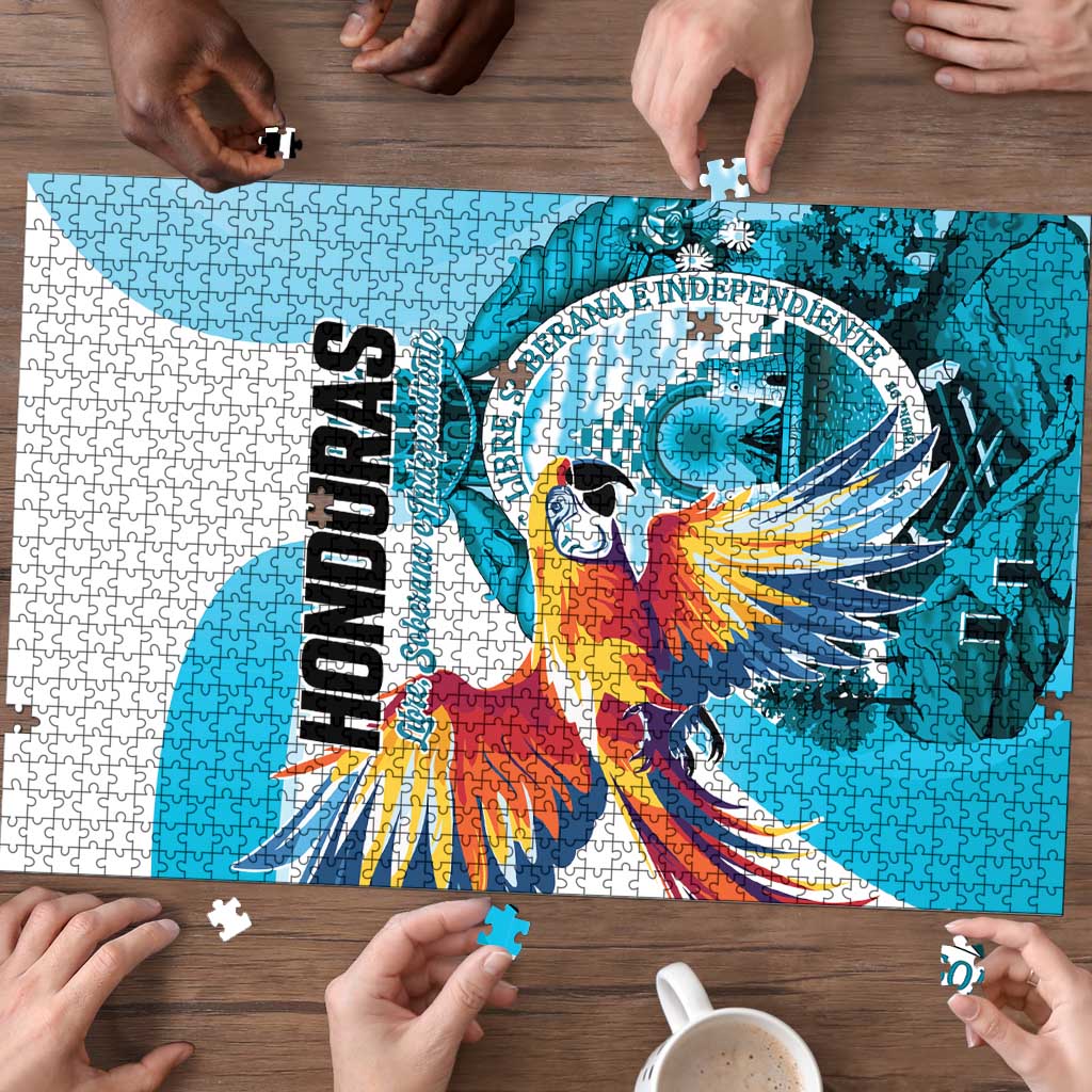 Honduras 1821 Puzzle Scarlet Macaw Sky Blue Color - Wonder Print Shop