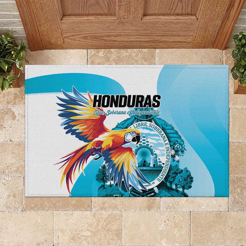 Honduras 1821 Rubber Doormat Scarlet Macaw Sky Blue Color - Wonder Print Shop