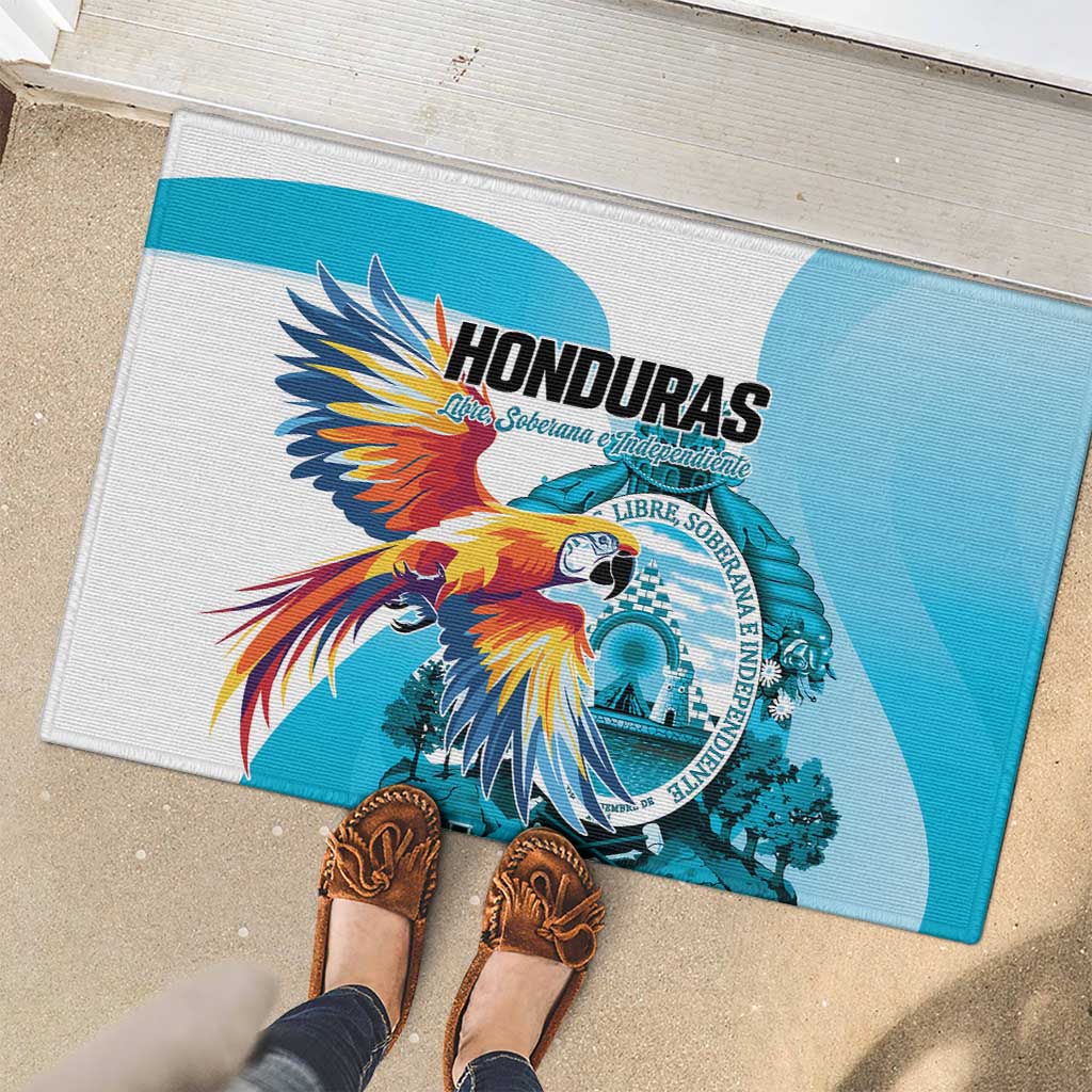 Honduras 1821 Rubber Doormat Scarlet Macaw Sky Blue Color - Wonder Print Shop