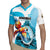Personalized Honduras 1821 Rugby Jersey Scarlet Macaw Sky Blue Color - Wonder Print Shop