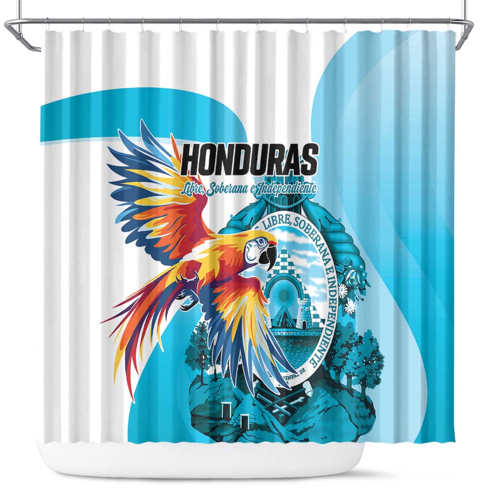 Honduras 1821 Shower Curtain Scarlet Macaw Sky Blue Color - Wonder Print Shop