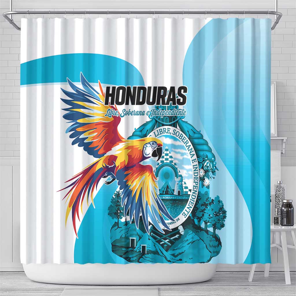 Honduras 1821 Shower Curtain Scarlet Macaw Sky Blue Color - Wonder Print Shop