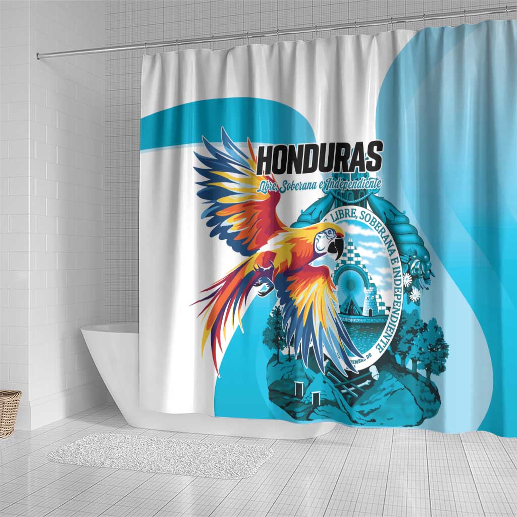Honduras 1821 Shower Curtain Scarlet Macaw Sky Blue Color - Wonder Print Shop