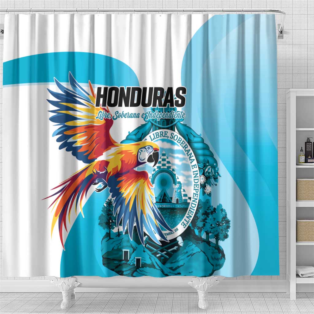 Honduras 1821 Shower Curtain Scarlet Macaw Sky Blue Color - Wonder Print Shop