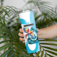 Personalized Honduras 1821 Skinny Tumbler Scarlet Macaw Sky Blue Color - Wonder Print Shop