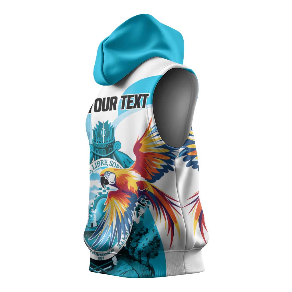 Personalized Honduras 1821 Sleeveless Hoodie Scarlet Macaw Sky Blue Color - Wonder Print Shop
