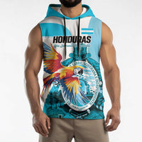 Personalized Honduras 1821 Sleeveless Hoodie Scarlet Macaw Sky Blue Color - Wonder Print Shop