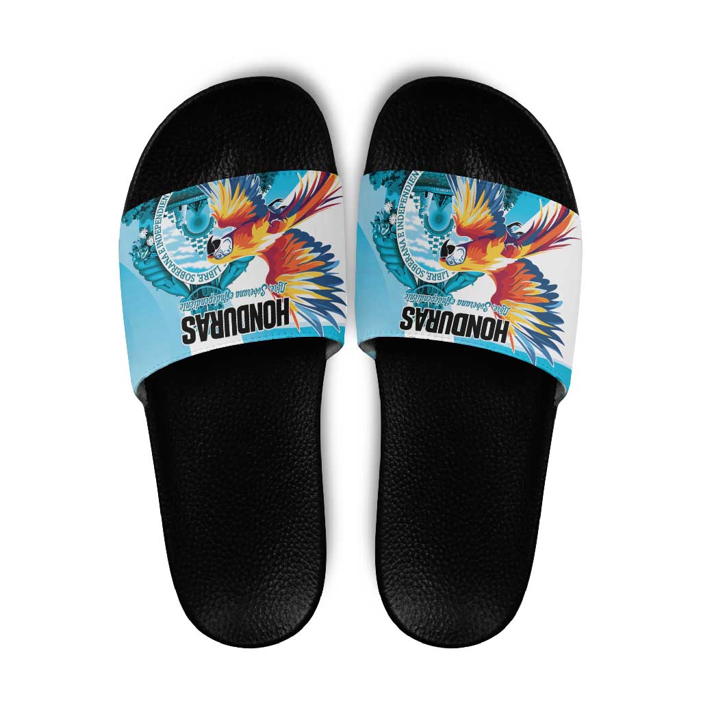 Honduras 1821 Slide Sandals Scarlet Macaw Sky Blue Color - Wonder Print Shop