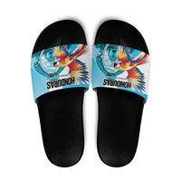 Honduras 1821 Slide Sandals Scarlet Macaw Sky Blue Color - Wonder Print Shop