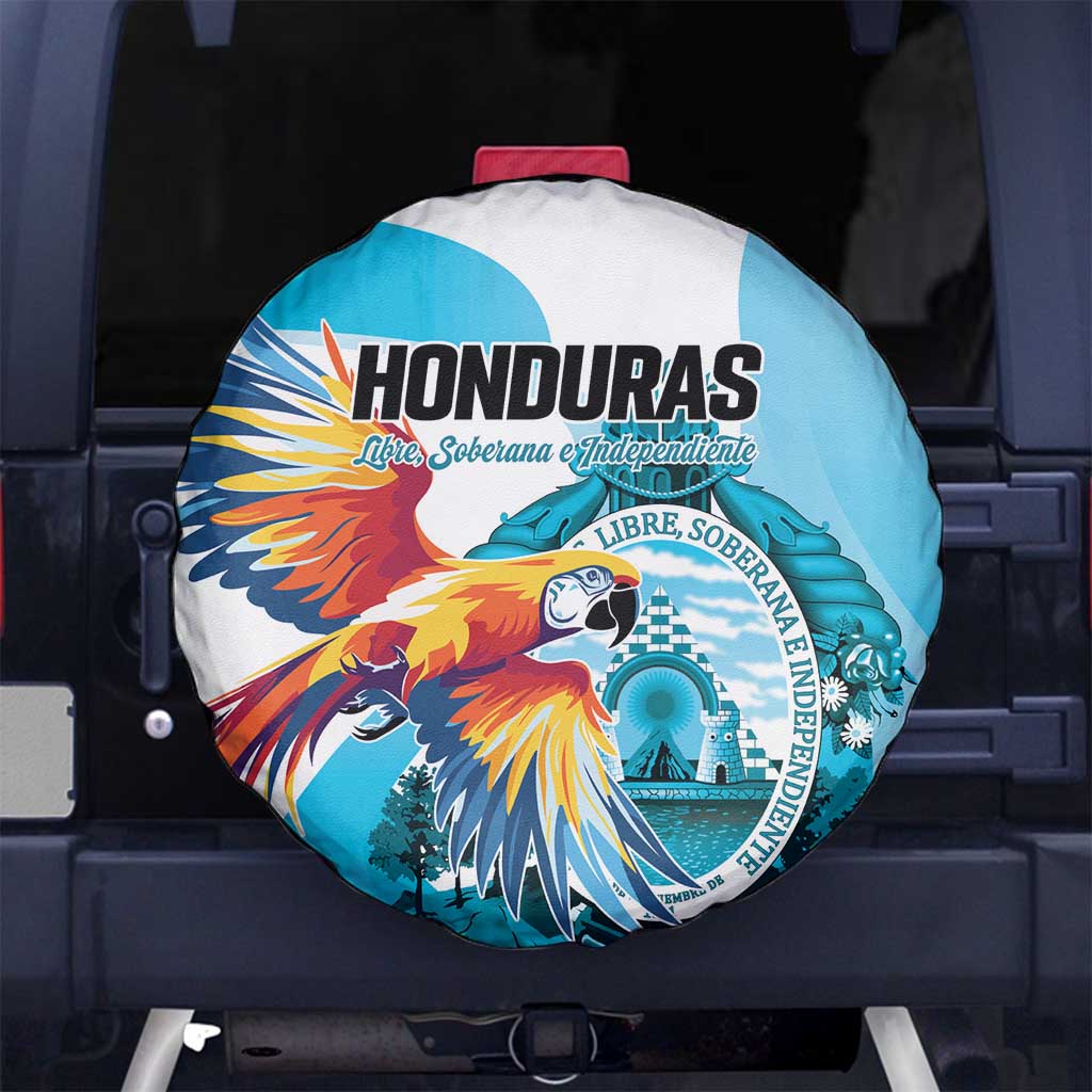 Honduras 1821 Spare Tire Cover Scarlet Macaw Sky Blue Color - Wonder Print Shop