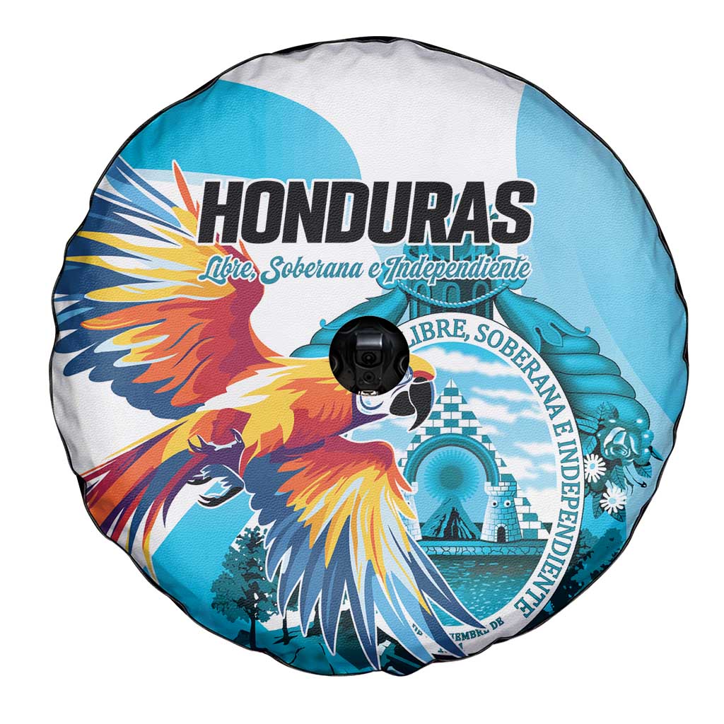 Honduras 1821 Spare Tire Cover Scarlet Macaw Sky Blue Color - Wonder Print Shop