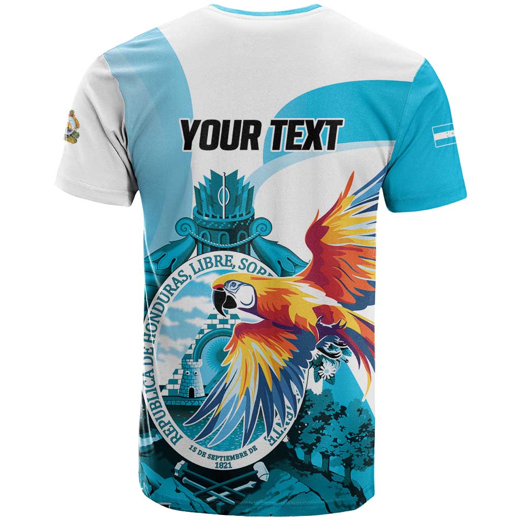 Personalized Honduras 1821 T Shirt Scarlet Macaw Sky Blue Color - Wonder Print Shop