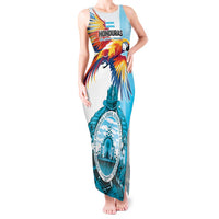 Personalized Honduras 1821 Tank Maxi Dress Scarlet Macaw Sky Blue Color - Wonder Print Shop