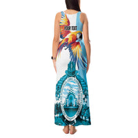 Personalized Honduras 1821 Tank Maxi Dress Scarlet Macaw Sky Blue Color - Wonder Print Shop