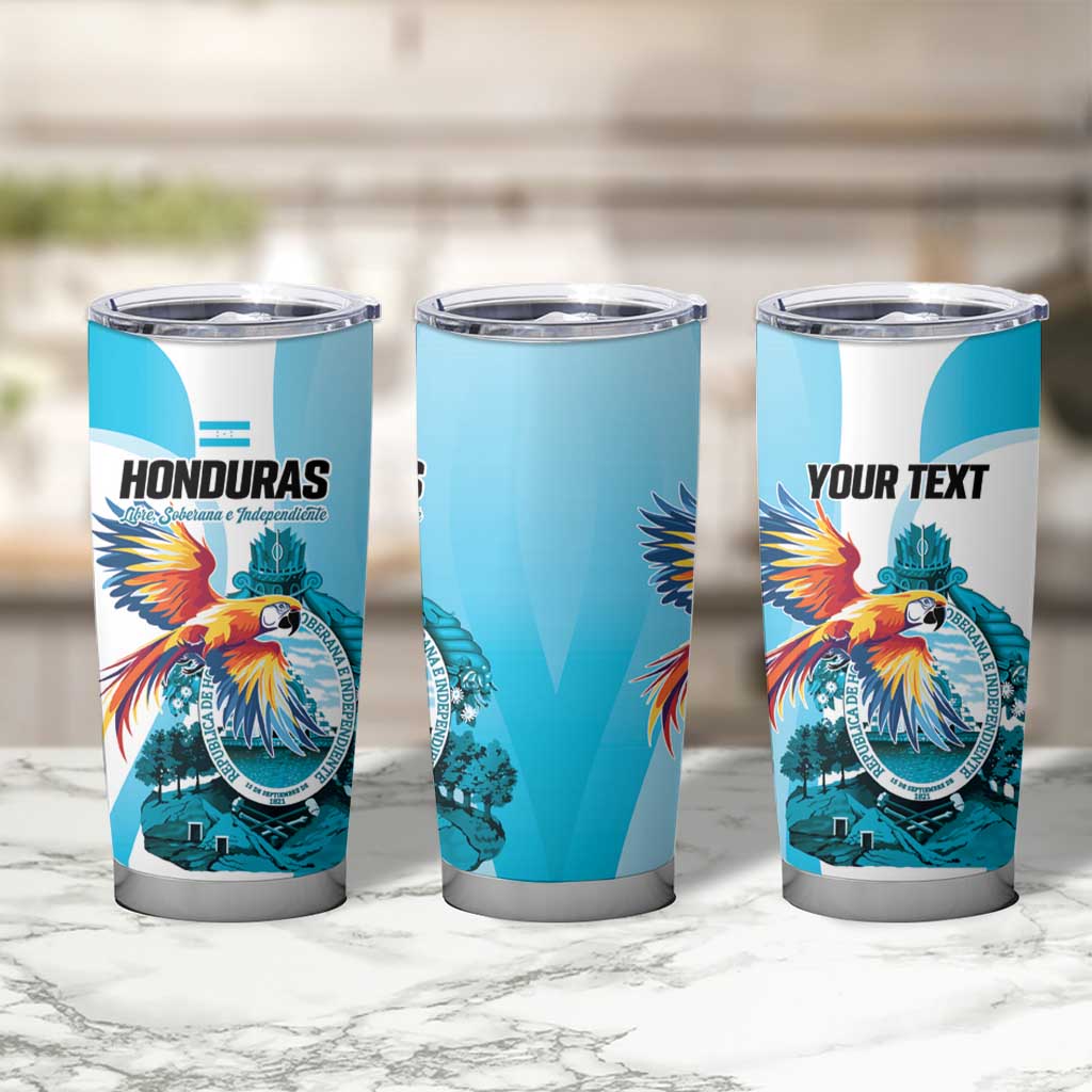 Personalized Honduras 1821 Tumbler Cup Scarlet Macaw Sky Blue Color - Wonder Print Shop