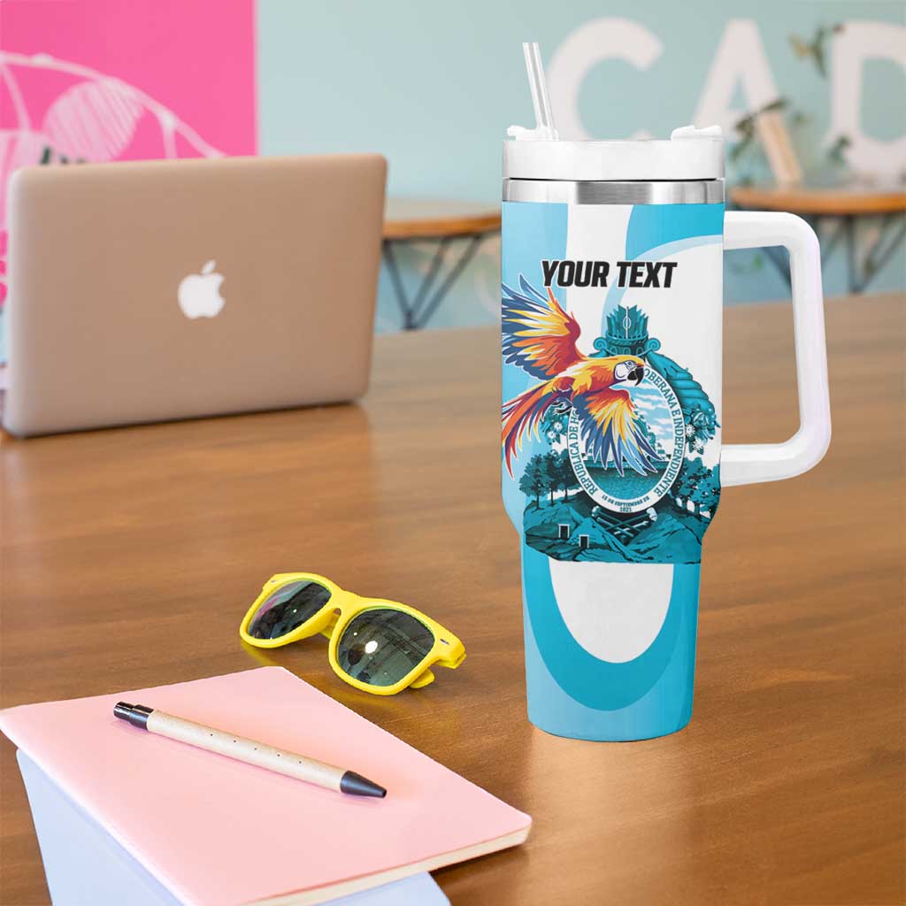 Personalized Honduras 1821 Tumbler With Handle Scarlet Macaw Sky Blue Color - Wonder Print Shop