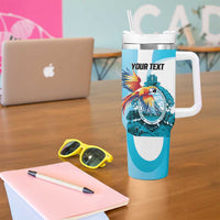 Personalized Honduras 1821 Tumbler With Handle Scarlet Macaw Sky Blue Color - Wonder Print Shop