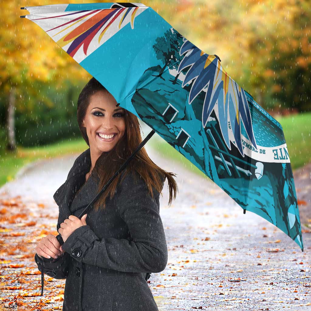 Honduras 1821 Umbrella Scarlet Macaw Sky Blue Color - Wonder Print Shop