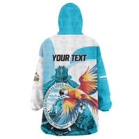 Personalized Honduras 1821 Wearable Blanket Hoodie Scarlet Macaw Sky Blue Color - Wonder Print Shop
