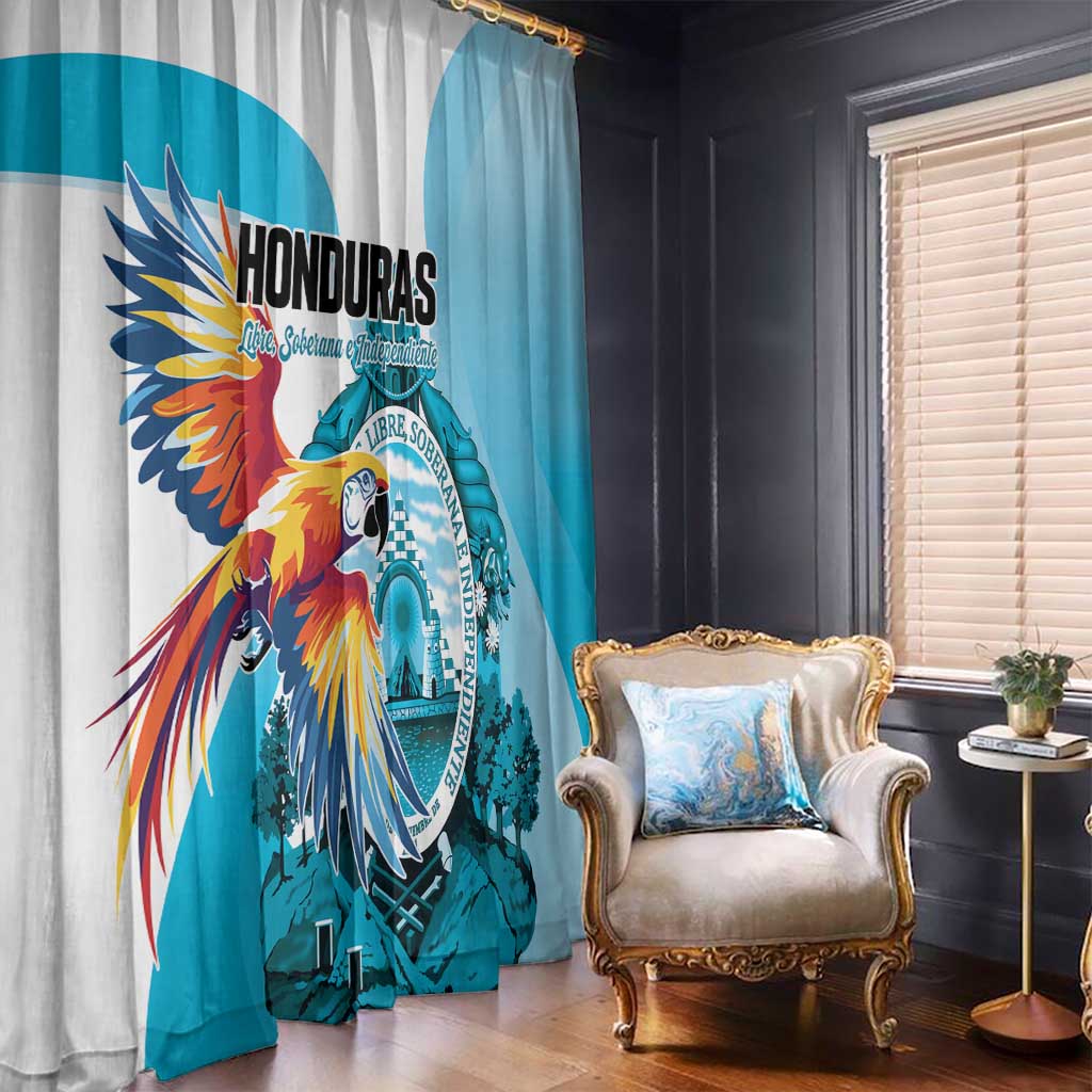 Honduras 1821 Window Curtain Scarlet Macaw Sky Blue Color - Wonder Print Shop