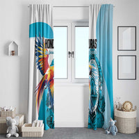 Honduras 1821 Window Curtain Scarlet Macaw Sky Blue Color - Wonder Print Shop