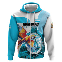 Personalized Honduras 1821 Zip Hoodie Scarlet Macaw Sky Blue Color - Wonder Print Shop