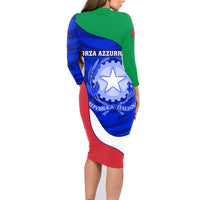 Italy Rugby Family Matching Long Sleeve Bodycon Dress and Hawaiian Shirt Forza Azzurri 2023 World Cup - Wonder Print Shop