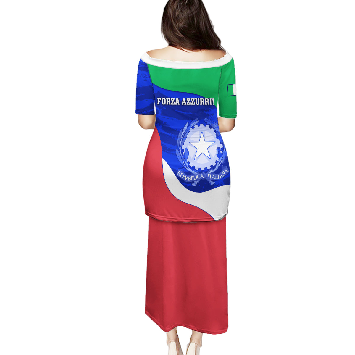 Italy Rugby Family Matching Puletasi Dress and Hawaiian Shirt Forza Azzurri 2023 World Cup - Wonder Print Shop