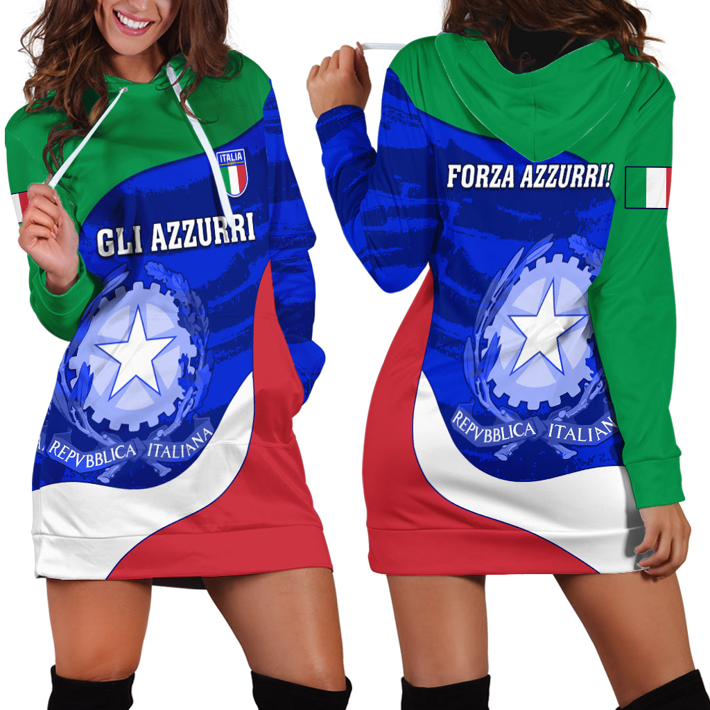 Italy Rugby Hoodie Dress Forza Azzurri 2023 World Cup - Wonder Print Shop