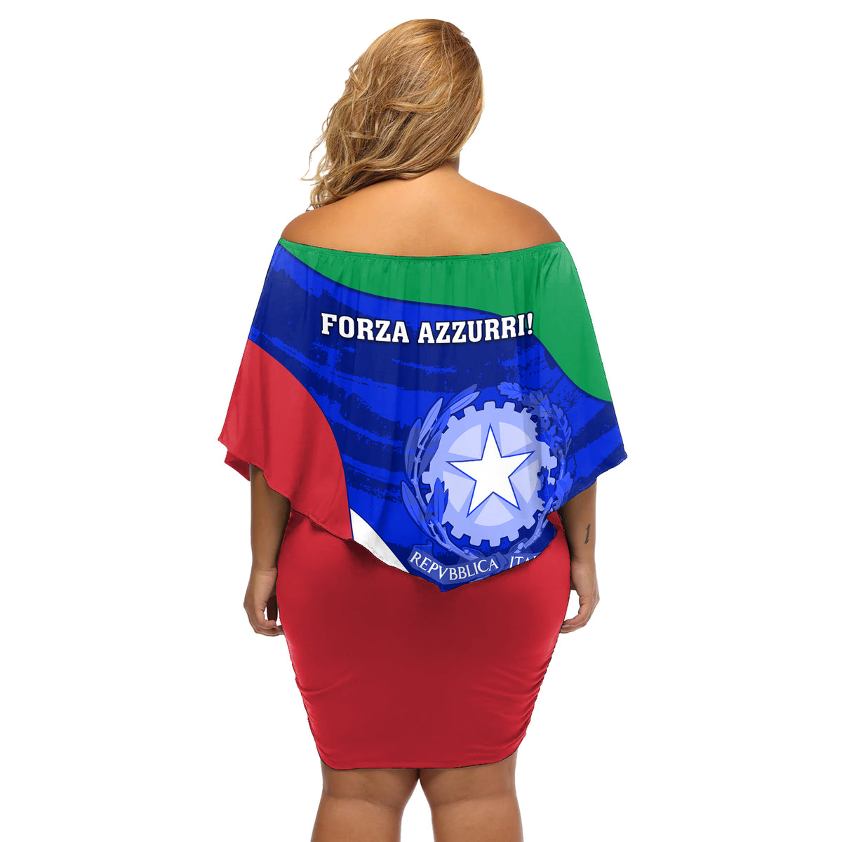 Italy Rugby Off Shoulder Short Dress Forza Azzurri 2023 World Cup - Wonder Print Shop