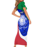 Italy Rugby Short Sleeve Bodycon Dress Forza Azzurri 2023 World Cup - Wonder Print Shop