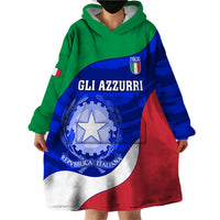 Italy Rugby Wearable Blanket Hoodie Forza Azzurri 2023 World Cup - Wonder Print Shop