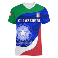 Italy Rugby Women V Neck T Shirt Forza Azzurri 2023 World Cup - Wonder Print Shop