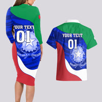 Custom Italy Rugby Couples Matching Long Sleeve Bodycon Dress and Hawaiian Shirt Forza Azzurri 2023 World Cup - Wonder Print Shop