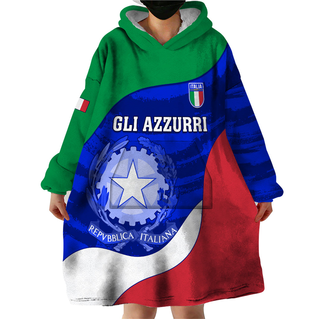 Custom Italy Rugby Wearable Blanket Hoodie Forza Azzurri 2023 World Cup - Wonder Print Shop
