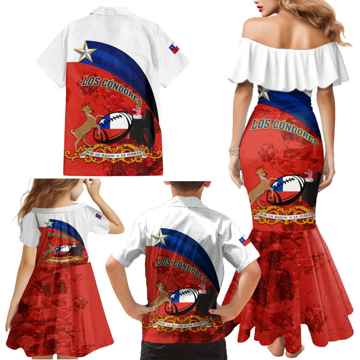 Chile Rugby Family Matching Mermaid Dress and Hawaiian Shirt The Condors Go 2023 World Cup - Wonder Print Shop