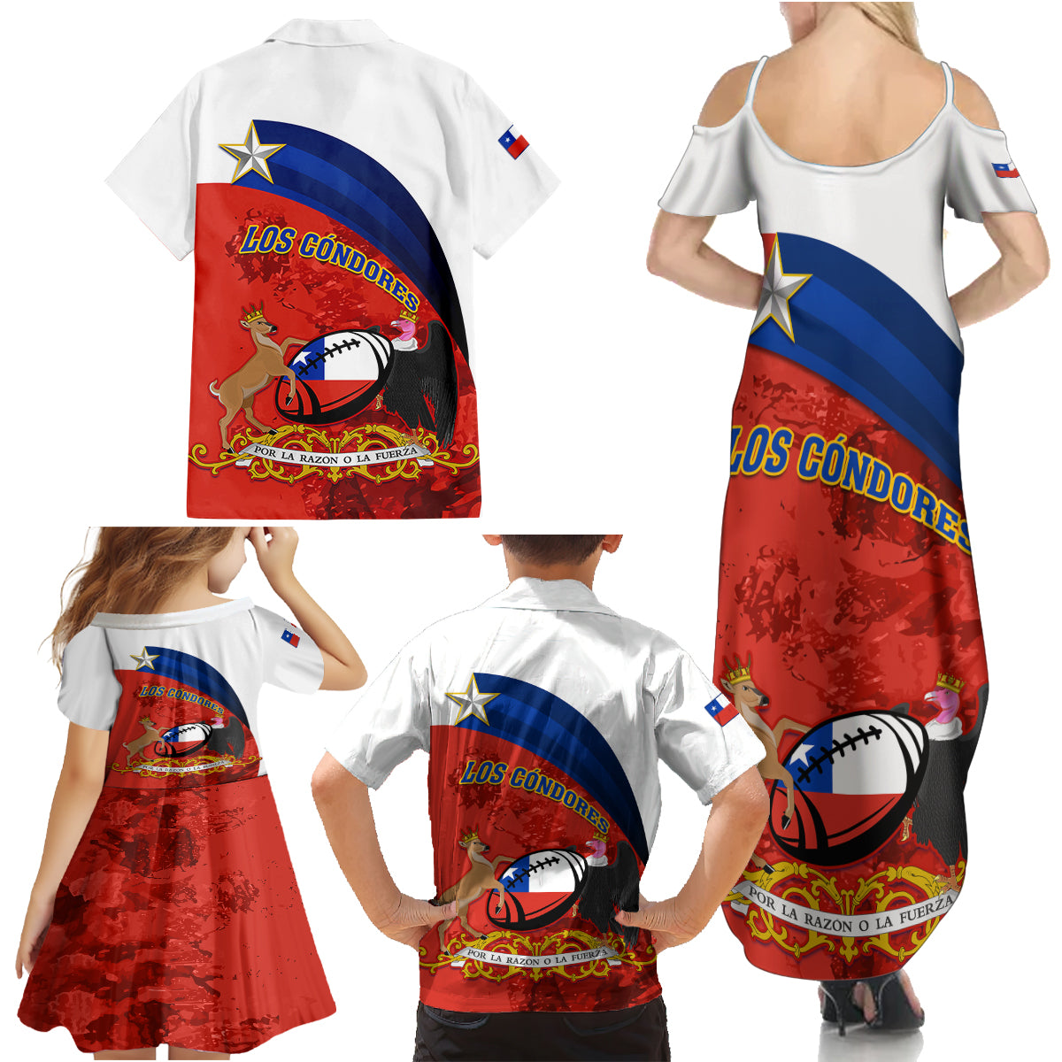 Chile Rugby Family Matching Summer Maxi Dress and Hawaiian Shirt The Condors Go 2023 World Cup - Wonder Print Shop