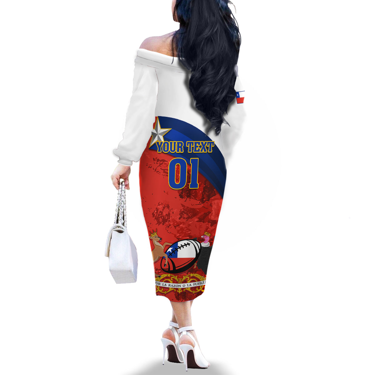 Custom Chile Rugby Family Matching Off Shoulder Long Sleeve Dress and Hawaiian Shirt The Condors Go 2023 World Cup - Wonder Print Shop