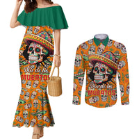 personalised-day-of-the-dead-couples-matching-mermaid-dress-and-long-sleeve-button-shirts-sugar-skull-dia-de-los-muertos