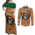 Personalised Day Of The Dead Couples Matching Off Shoulder Maxi Dress and Long Sleeve Button Shirts Sugar Skull Dia de los Muertos - Wonder Print Shop