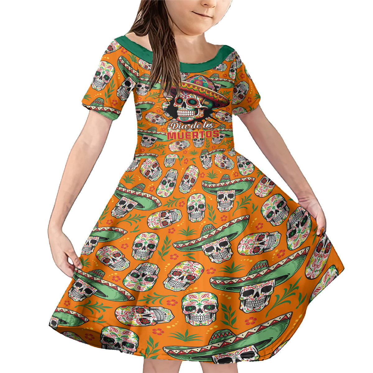 Personalised Day Of The Dead Family Matching Mermaid Dress and Hawaiian Shirt Sugar Skull Dia de los Muertos - Wonder Print Shop