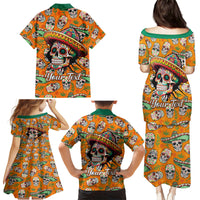 Personalised Day Of The Dead Family Matching Puletasi Dress and Hawaiian Shirt Sugar Skull Dia de los Muertos - Wonder Print Shop