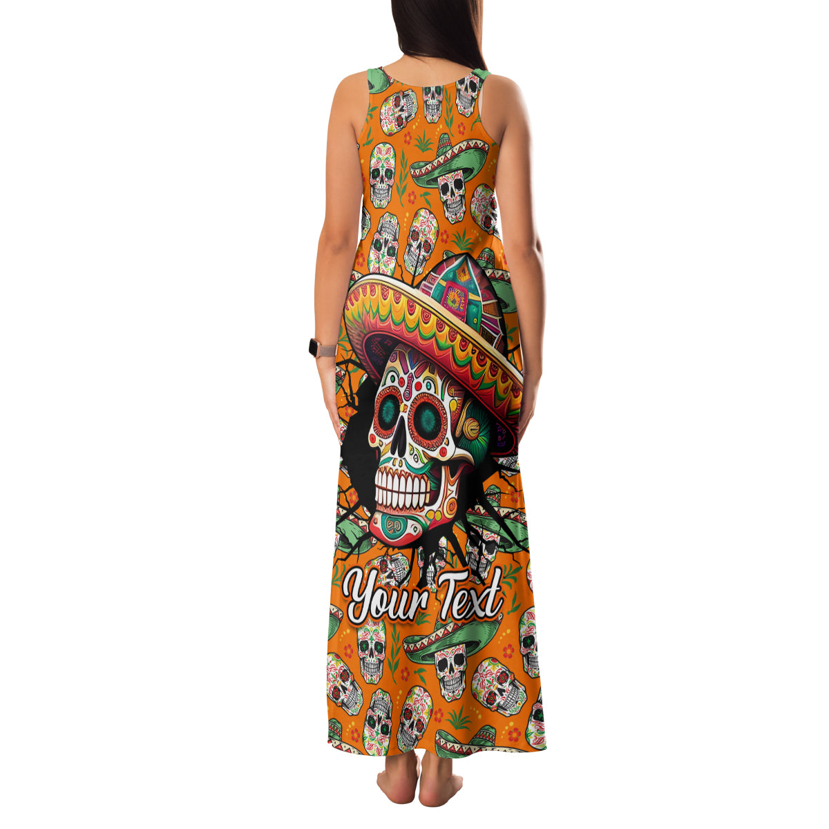 Personalised Day Of The Dead Family Matching Tank Maxi Dress and Hawaiian Shirt Sugar Skull Dia de los Muertos - Wonder Print Shop