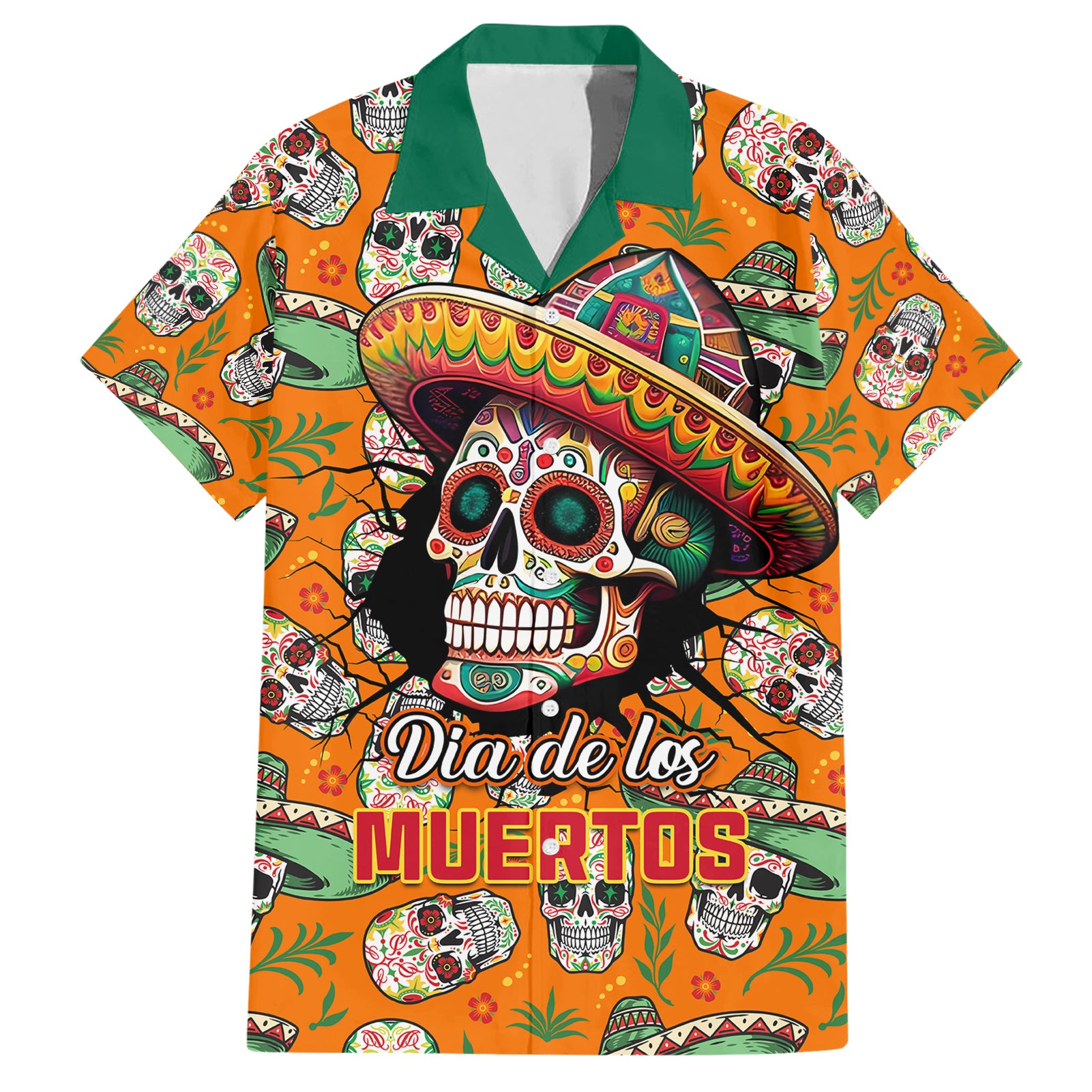 Personalised Day Of The Dead Hawaiian Shirt Sugar Skull Dia de los Muertos - Wonder Print Shop