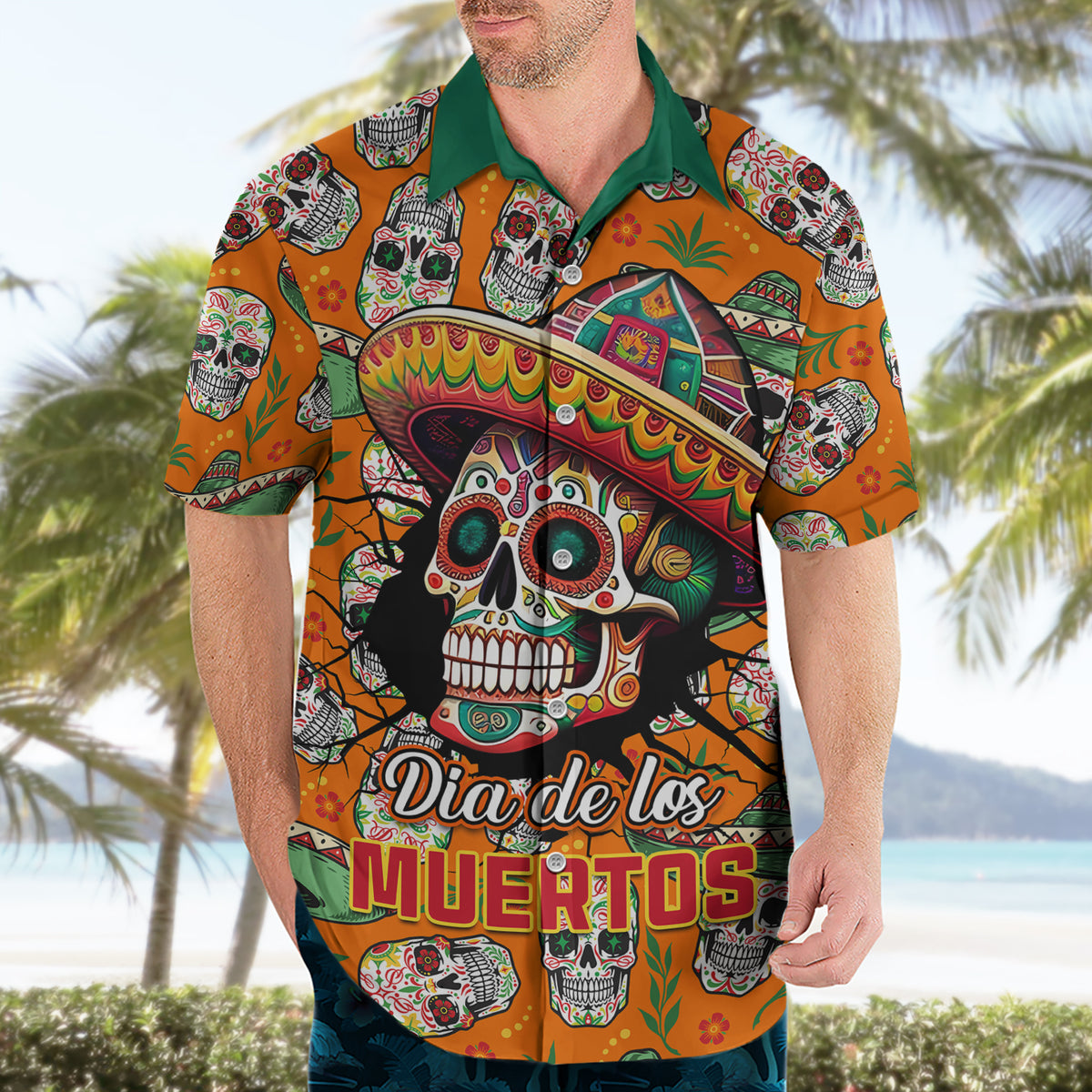 Personalised Day Of The Dead Hawaiian Shirt Sugar Skull Dia de los Muertos - Wonder Print Shop