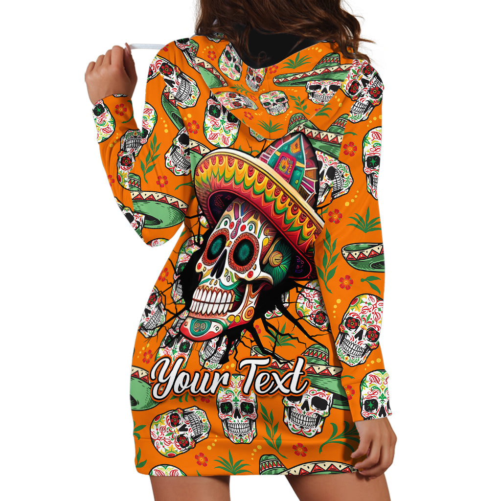 Personalised Day Of The Dead Hoodie Dress Sugar Skull Dia de los Muertos - Wonder Print Shop