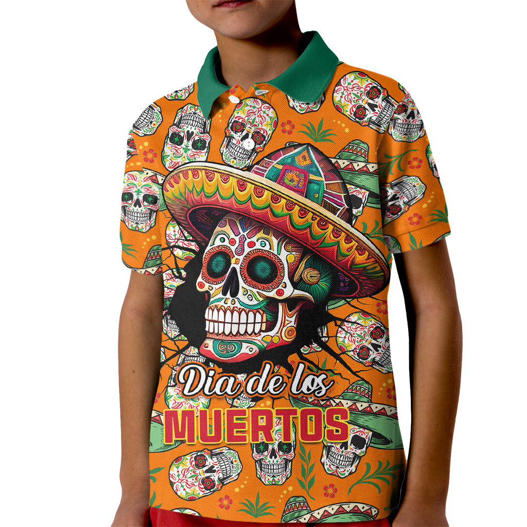 Personalised Day Of The Dead Kid Polo Shirt Sugar Skull Dia de los Muertos - Wonder Print Shop