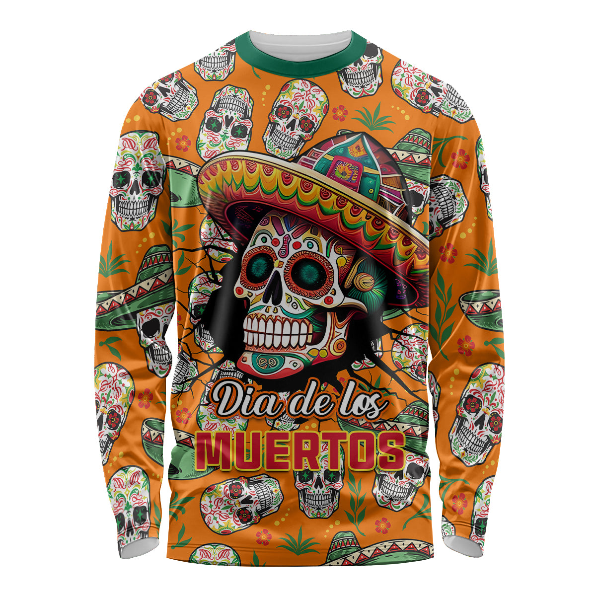 Personalised Day Of The Dead Long Sleeve Shirt Sugar Skull Dia de los Muertos - Wonder Print Shop