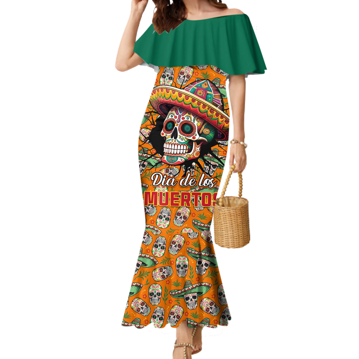 Personalised Day Of The Dead Mermaid Dress Sugar Skull Dia de los Muertos - Wonder Print Shop